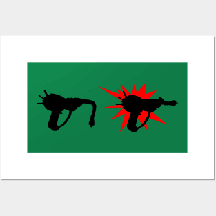 Zombie Pack-a-Punched Ray Gun on Emerald Green Posters and Art